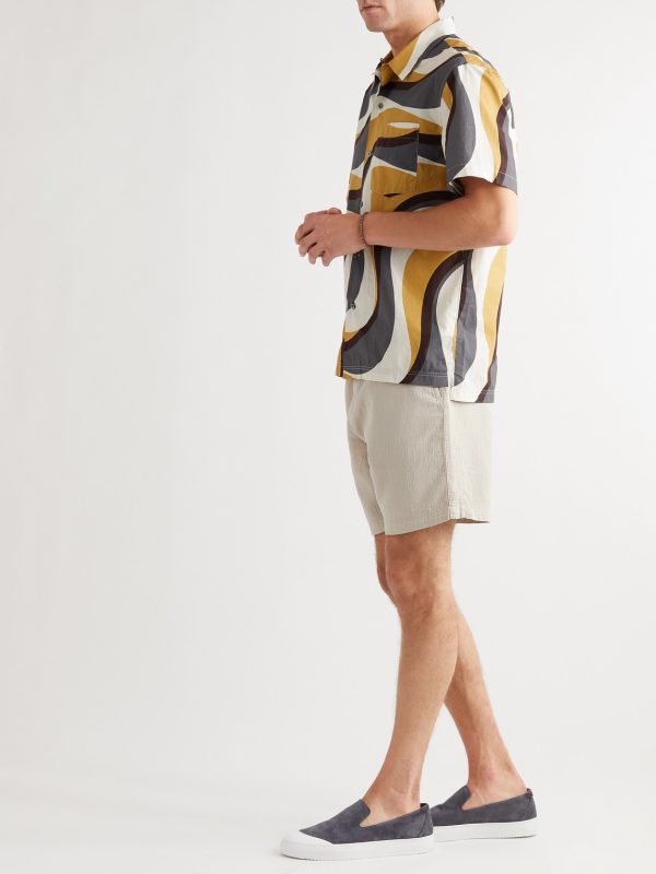 Straight-Leg Textured Cotton-Dobby Drawstring Shorts - OU Straight-Leg Textured Cotton-Dobby Drawstring Shorts - OU