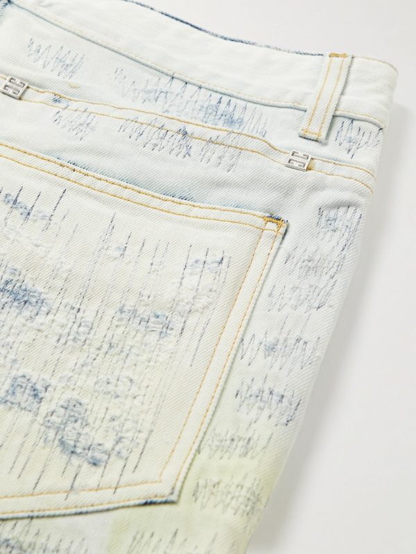 Slim-Fit Tapered Distressed Tie-Dyed Jeans - CU Slim-Fit Tapered Distressed Tie-Dyed Jeans - CU