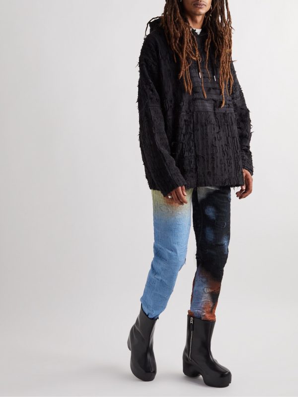 Slim-Fit Tapered Distressed Tie-Dyed Jeans - OU Slim-Fit Tapered Distressed Tie-Dyed Jeans - OU