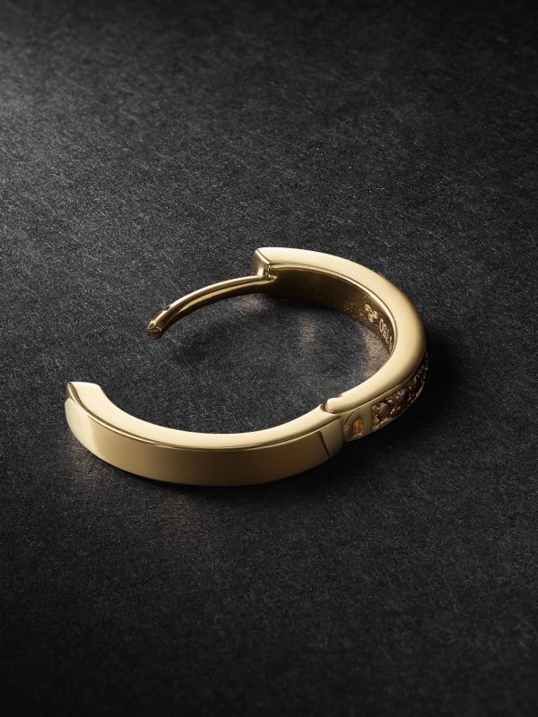 Fortis Medium Gold Diamond Single Hoop Earring - BK Fortis Medium Gold Diamond Single Hoop Earring - BK