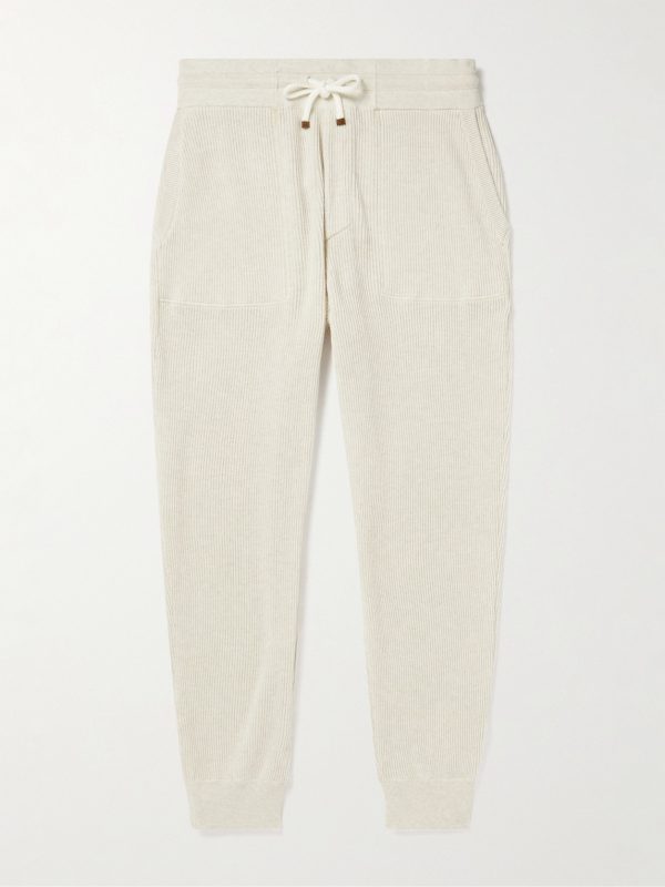 Tapered Ribbed Cotton Sweatpants Tapered Ribbed Cotton Sweatpants