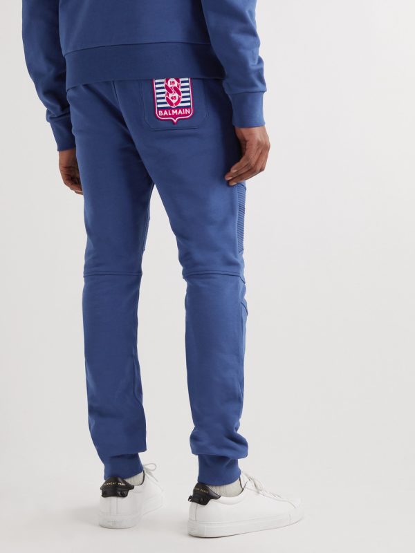 Tapered Logo-Appliquéd Panelled Cotton-Jersey Sweatpants - BK Tapered Logo-Appliquéd Panelled Cotton-Jersey Sweatpants - BK