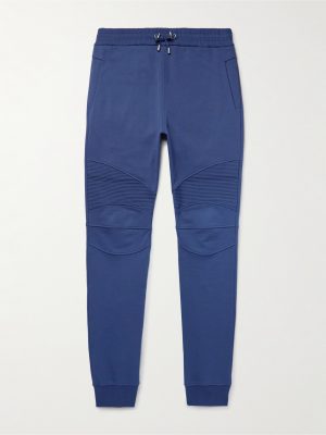 Tapered Logo-Appliquéd Panelled Cotton-Jersey Sweatpants Tapered Logo-Appliquéd Panelled Cotton-Jersey Sweatpants