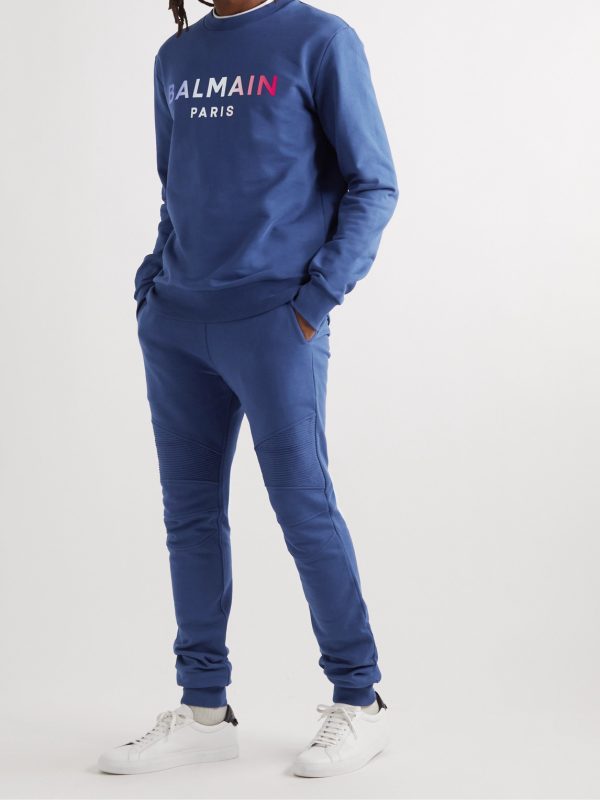 Tapered Logo-Appliquéd Panelled Cotton-Jersey Sweatpants - OU Tapered Logo-Appliquéd Panelled Cotton-Jersey Sweatpants - OU