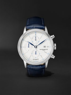 Classima Automatic Chronograph 42mm Steel and Alligator Watch, Ref. No. M0A10330 Classima Automatic Chronograph 42mm Steel and Alligator Watch, Ref. No. M0A10330