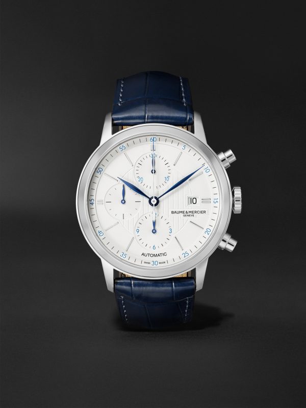 Classima Automatic Chronograph 42mm Steel and Alligator Watch, Ref. No. M0A10330 Classima Automatic Chronograph 42mm Steel and Alligator Watch, Ref. No. M0A10330