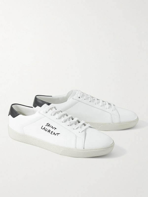 SL/06 Court Classic Logo-Embroidered Leather Sneakers - FR SL/06 Court Classic Logo-Embroidered Leather Sneakers - FR