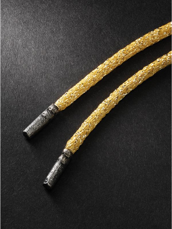 Brushed 18-Karat Yellow and Blackened Gold and Lurex Pendant Necklace - BK Brushed 18-Karat Yellow and Blackened Gold and Lurex Pendant Necklace - BK