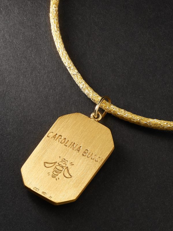 Brushed 18-Karat Yellow and Blackened Gold and Lurex Pendant Necklace - CU Brushed 18-Karat Yellow and Blackened Gold and Lurex Pendant Necklace - CU