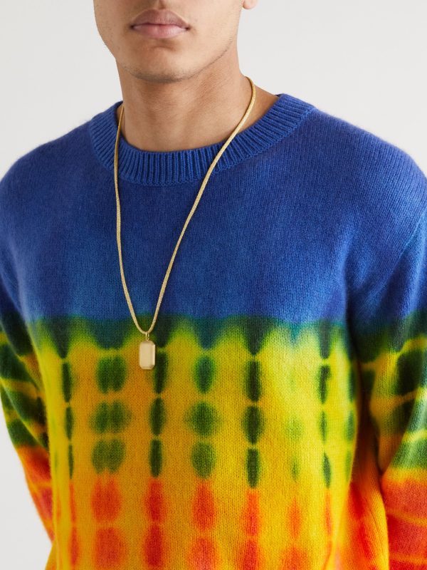 Brushed 18-Karat Yellow and Blackened Gold and Lurex Pendant Necklace - OU Brushed 18-Karat Yellow and Blackened Gold and Lurex Pendant Necklace - OU