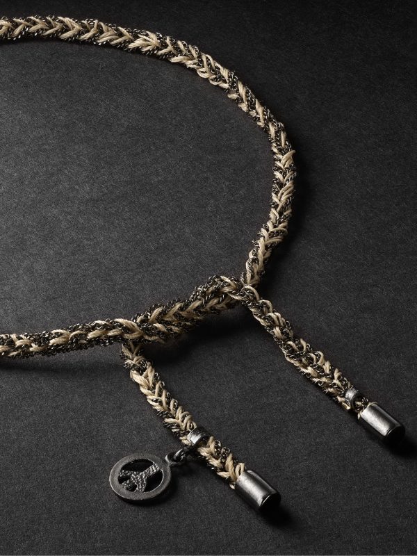 Lucky Peace Blackened Gold and Silk Bracelet - CU Lucky Peace Blackened Gold and Silk Bracelet - CU