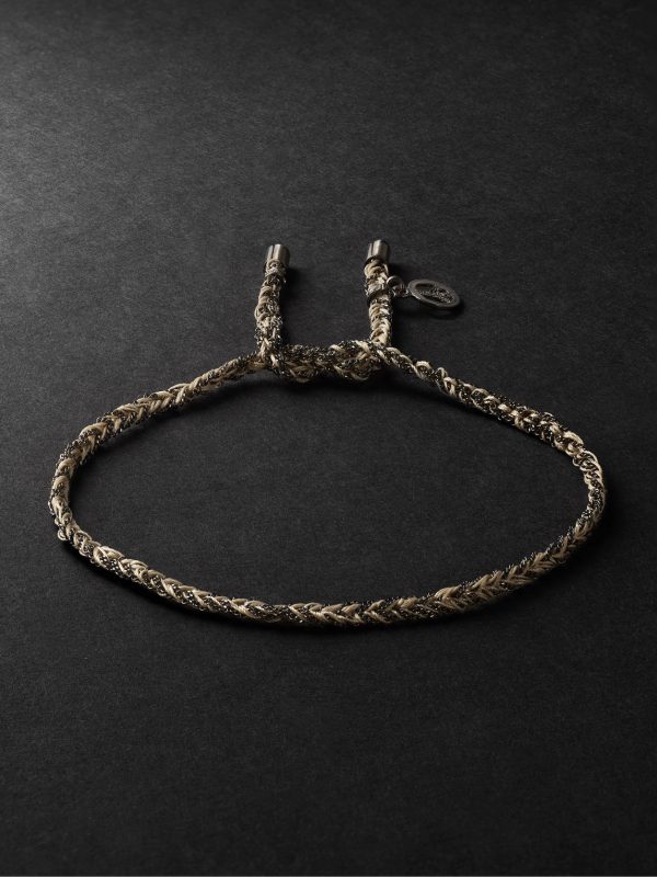 Lucky Peace Blackened Gold and Silk Bracelet Lucky Peace Blackened Gold and Silk Bracelet