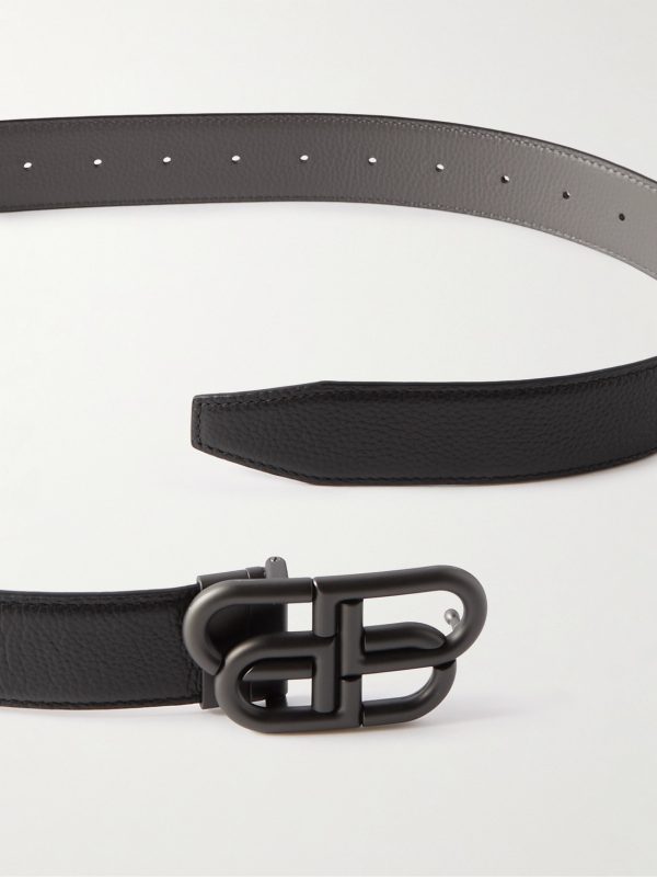 3.5cm Logo-Embellished Full-Grain Leather Belt - E1 3.5cm Logo-Embellished Full-Grain Leather Belt - E1