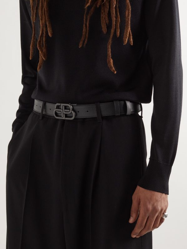 3.5cm Logo-Embellished Full-Grain Leather Belt - FR 3.5cm Logo-Embellished Full-Grain Leather Belt - FR