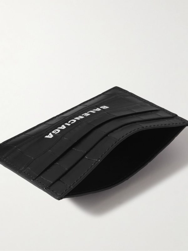 Logo-Print Croc-Effect Leather Cardholder - E1 Logo-Print Croc-Effect Leather Cardholder - E1