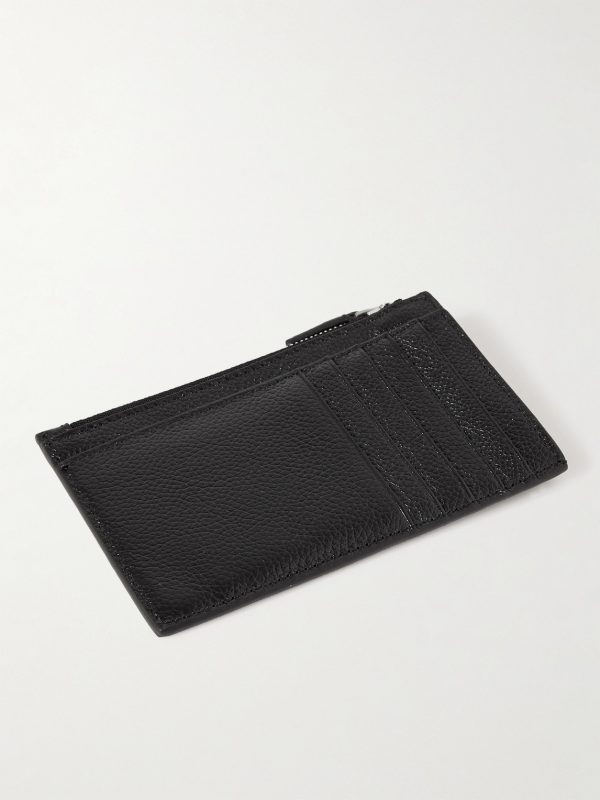 Cash Logo-Print Full-Grain Leather Zipped Cardholder - BK