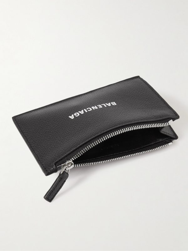 Cash Logo-Print Full-Grain Leather Zipped Cardholder - E1