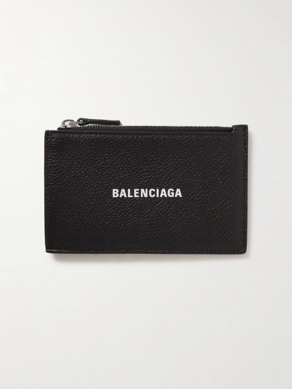 Cash Logo-Print Full-Grain Leather Zipped Cardholder