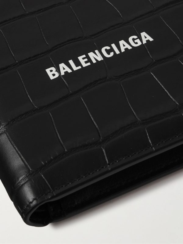 Logo-Print Croc-Effect Leather Billfold Wallet - CU Logo-Print Croc-Effect Leather Billfold Wallet - CU