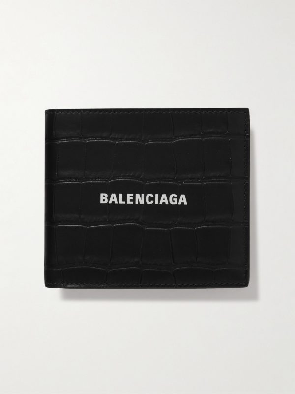 Logo-Print Croc-Effect Leather Billfold Wallet Logo-Print Croc-Effect Leather Billfold Wallet