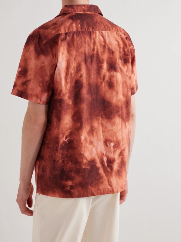 Convertible-Collar Spray-Dyed Organic Cotton Shirt - BK Convertible-Collar Spray-Dyed Organic Cotton Shirt - BK