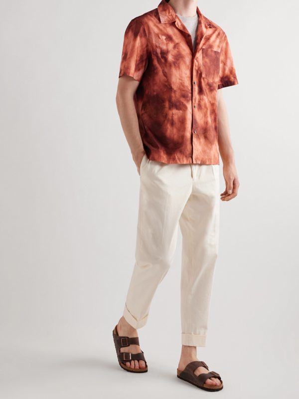 Convertible-Collar Spray-Dyed Organic Cotton Shirt - OU Convertible-Collar Spray-Dyed Organic Cotton Shirt - OU