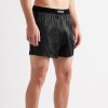 Velvet-Trimmed Stretch-Silk Satin Boxer Shorts - OU Velvet-Trimmed Stretch-Silk Satin Boxer Shorts - OU