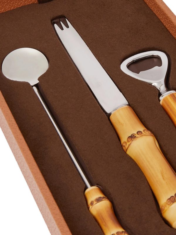 Bamboo, Leather and Stainless Steel Cocktail Set - CU