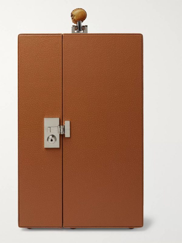 Full-Grain Leather and Bamboo Travel Champagne Cabinet - E1 Full-Grain Leather and Bamboo Travel Champagne Cabinet - E1