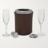 Full-Grain Leather and Bamboo Travel Champagne Cabinet - FR Full-Grain Leather and Bamboo Travel Champagne Cabinet - FR