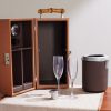 Full-Grain Leather and Bamboo Travel Champagne Cabinet - OU Full-Grain Leather and Bamboo Travel Champagne Cabinet - OU