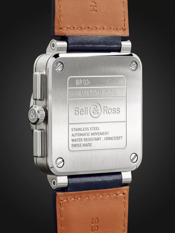 BR 03-94 Blue Steel Automatic Chronograph 42mm Steel and Leather Watch, Ref. No. BR0394‐BLU-ST/SCA - BK BR 03-94 Blue Steel Automatic Chronograph 42mm Steel and Leather Watch, Ref. No. BR0394‐BLU-ST/SCA - BK