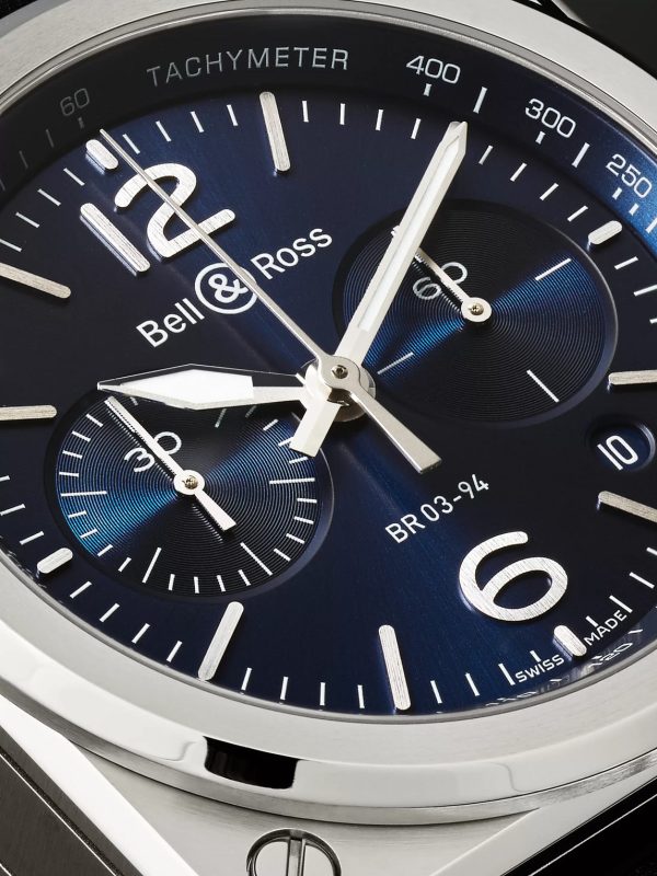 BR 03-94 Blue Steel Automatic Chronograph 42mm Steel and Leather Watch, Ref. No. BR0394‐BLU-ST/SCA - CU BR 03-94 Blue Steel Automatic Chronograph 42mm Steel and Leather Watch, Ref. No. BR0394‐BLU-ST/SCA - CU