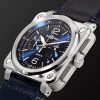 BR 03-94 Blue Steel Automatic Chronograph 42mm Steel and Leather Watch, Ref. No. BR0394‐BLU-ST/SCA - FR BR 03-94 Blue Steel Automatic Chronograph 42mm Steel and Leather Watch, Ref. No. BR0394‐BLU-ST/SCA - FR