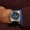 BR 03-94 Blue Steel Automatic Chronograph 42mm Steel and Leather Watch, Ref. No. BR0394‐BLU-ST/SCA - OU BR 03-94 Blue Steel Automatic Chronograph 42mm Steel and Leather Watch, Ref. No. BR0394‐BLU-ST/SCA - OU