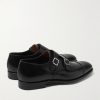 Thomas Cap-Toe Leather Monk-Strap Shoes - BK
