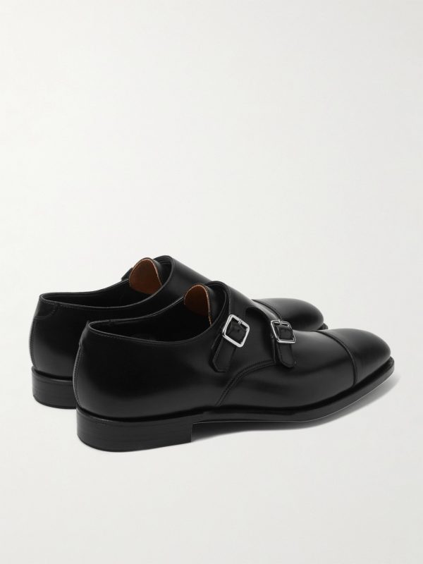 Thomas Cap-Toe Leather Monk-Strap Shoes - BK