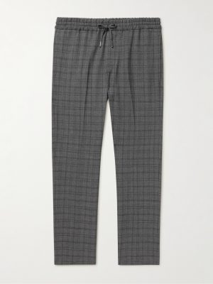 Tapered Checked Virgin Wool-Blend Drawstring Trousers