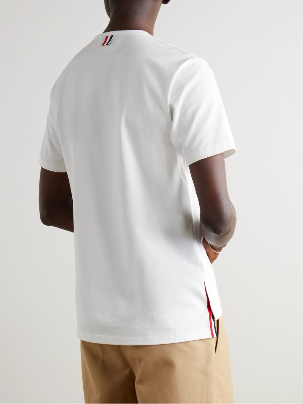 Slim-Fit Grosgrain-Trimmed Cotton-Jersey T-Shirt - BK Slim-Fit Grosgrain-Trimmed Cotton-Jersey T-Shirt - BK