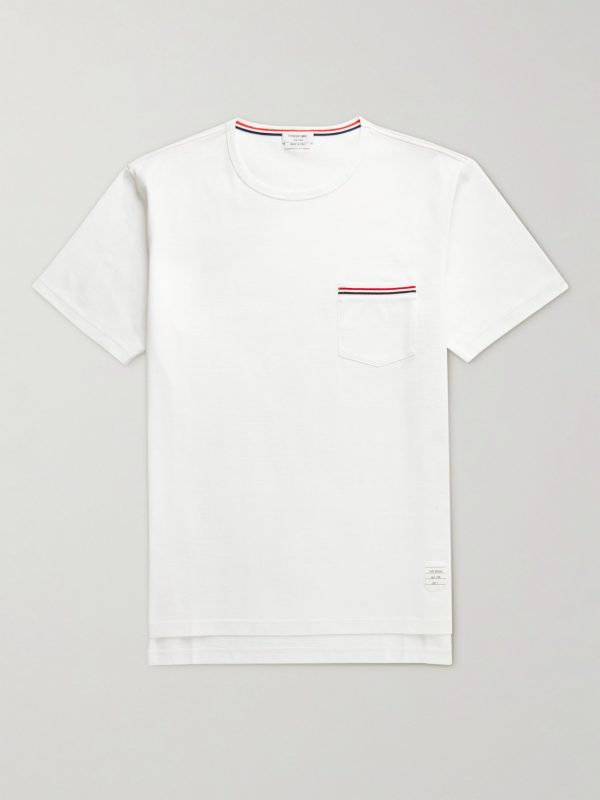 Slim-Fit Grosgrain-Trimmed Cotton-Jersey T-Shirt Slim-Fit Grosgrain-Trimmed Cotton-Jersey T-Shirt