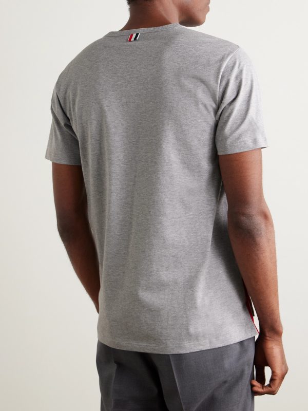 Slim-Fit Grosgrain-Trimmed Cotton-Jersey T-Shirt - BK Slim-Fit Grosgrain-Trimmed Cotton-Jersey T-Shirt - BK