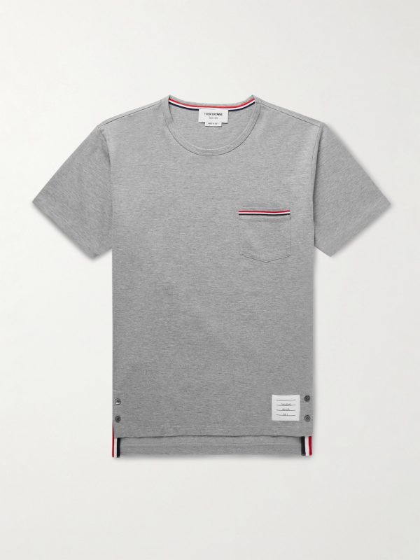 Slim-Fit Grosgrain-Trimmed Cotton-Jersey T-Shirt Slim-Fit Grosgrain-Trimmed Cotton-Jersey T-Shirt