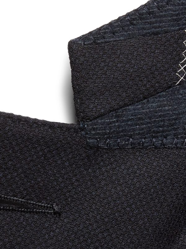 Navy 10-Pocket Stretch Wool and Silk-Blend Blazer - E3