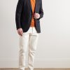 Navy 10-Pocket Stretch Wool and Silk-Blend Blazer - OU