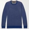 Contrast-Tipped Mélange Wool and Cashmere-Blend Piqué Sweater Contrast-Tipped Mélange Wool and Cashmere-Blend Piqué Sweater