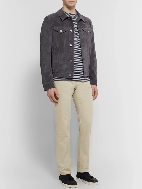 Slim-Fit Stretch-Cotton Trousers - OU Slim-Fit Stretch-Cotton Trousers - OU