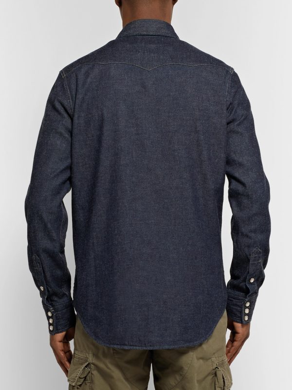 Slim-Fit Denim Western Shirt - BK Slim-Fit Denim Western Shirt - BK