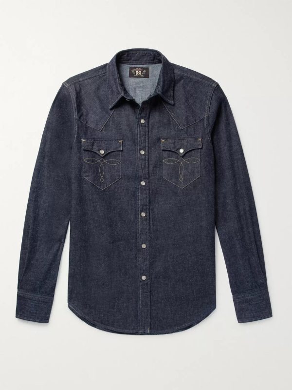 Slim-Fit Denim Western Shirt Slim-Fit Denim Western Shirt