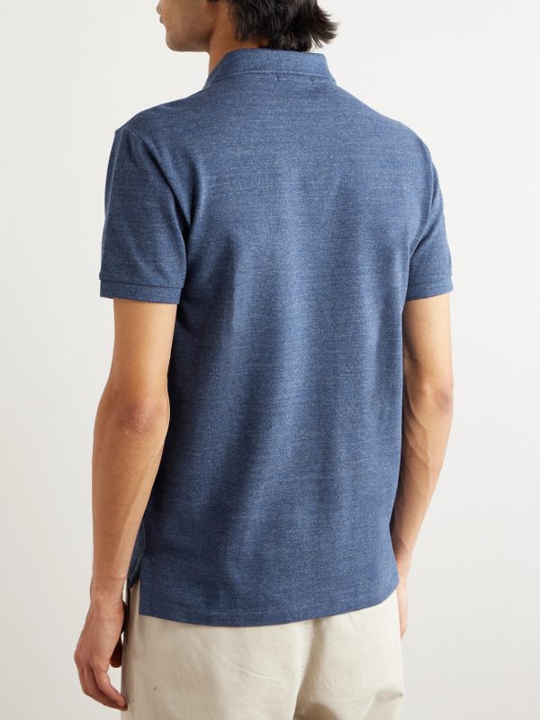 Slim-Fit Mélange Cotton-Piqué Polo Shirt - BK