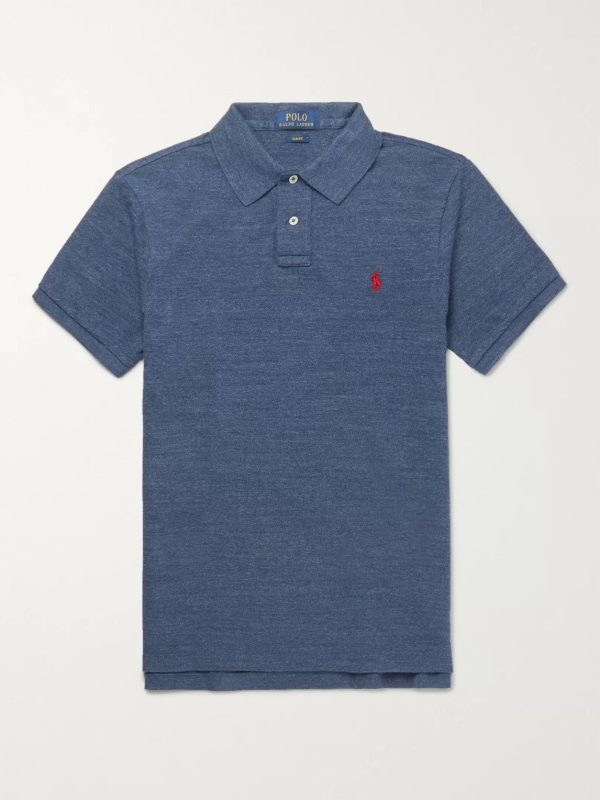 Slim-Fit Mélange Cotton-Piqué Polo Shirt